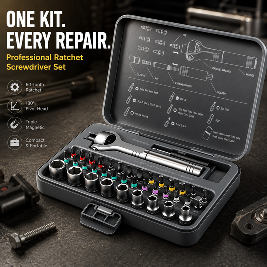 40 in 1 Ratchet Screwdriver Set, 60-Tooth Magnetic Ratcheting Screwdriver Set with 180 Rotating Ratchet Head