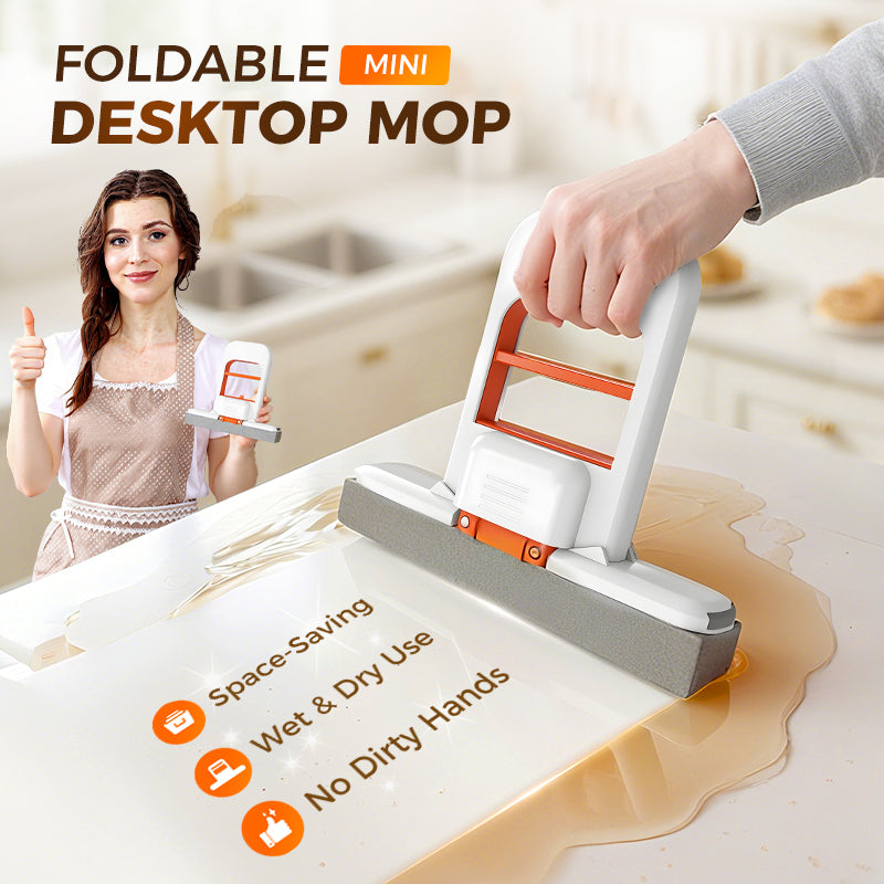 Foldable Mini Mop No-Mess Squeeze, Wipes Any Surface