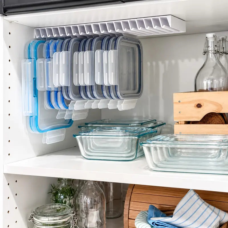 LidLoft 10-Slot Lid Organizer Home Storage Holder for Kitchen Cabinet, Drawer, Shelf, Wall Mount Use