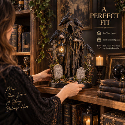 Keeper of the Last Light | Lighted Raven Guardian Gothic Statue