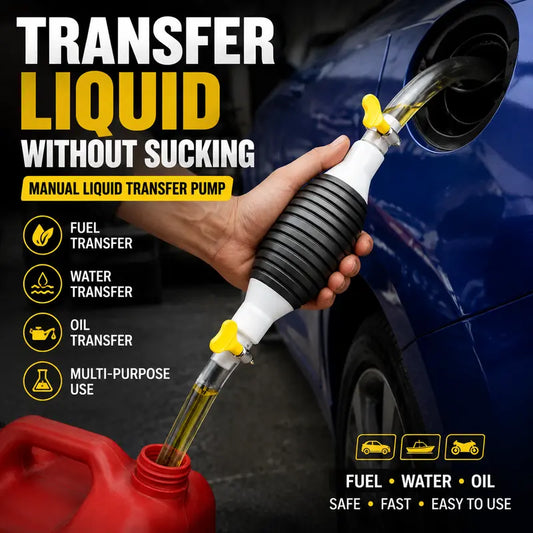 Manual Siphon Pump Kit with 1M Hose, Rubber Pump Bulb & 2 Hose Clamps, Liquid Transfer Pump for Fuel Water Oil