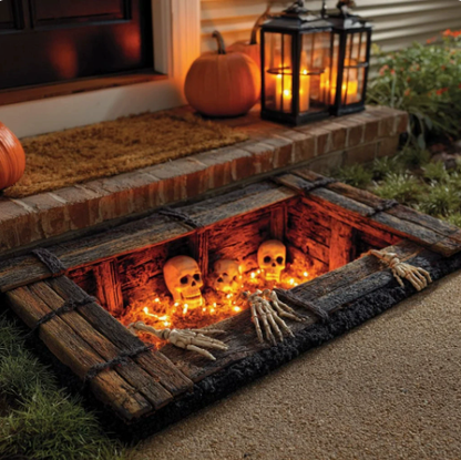 Halloween Plush Doormat Soft Crystal Velvet Entryway Mat, Non-Slip Front Door Rug for Festive Home Decor