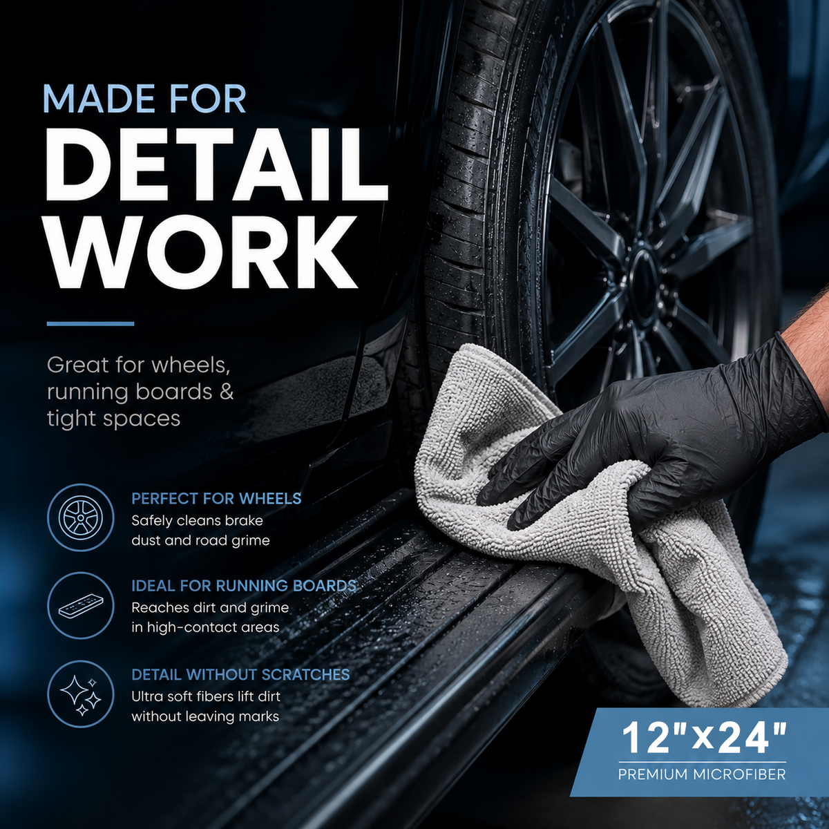 Ultra Absorbent Microfiber Drying Towels Scratch-Free Car Detailing Cloth for Paint, Glass & Trim