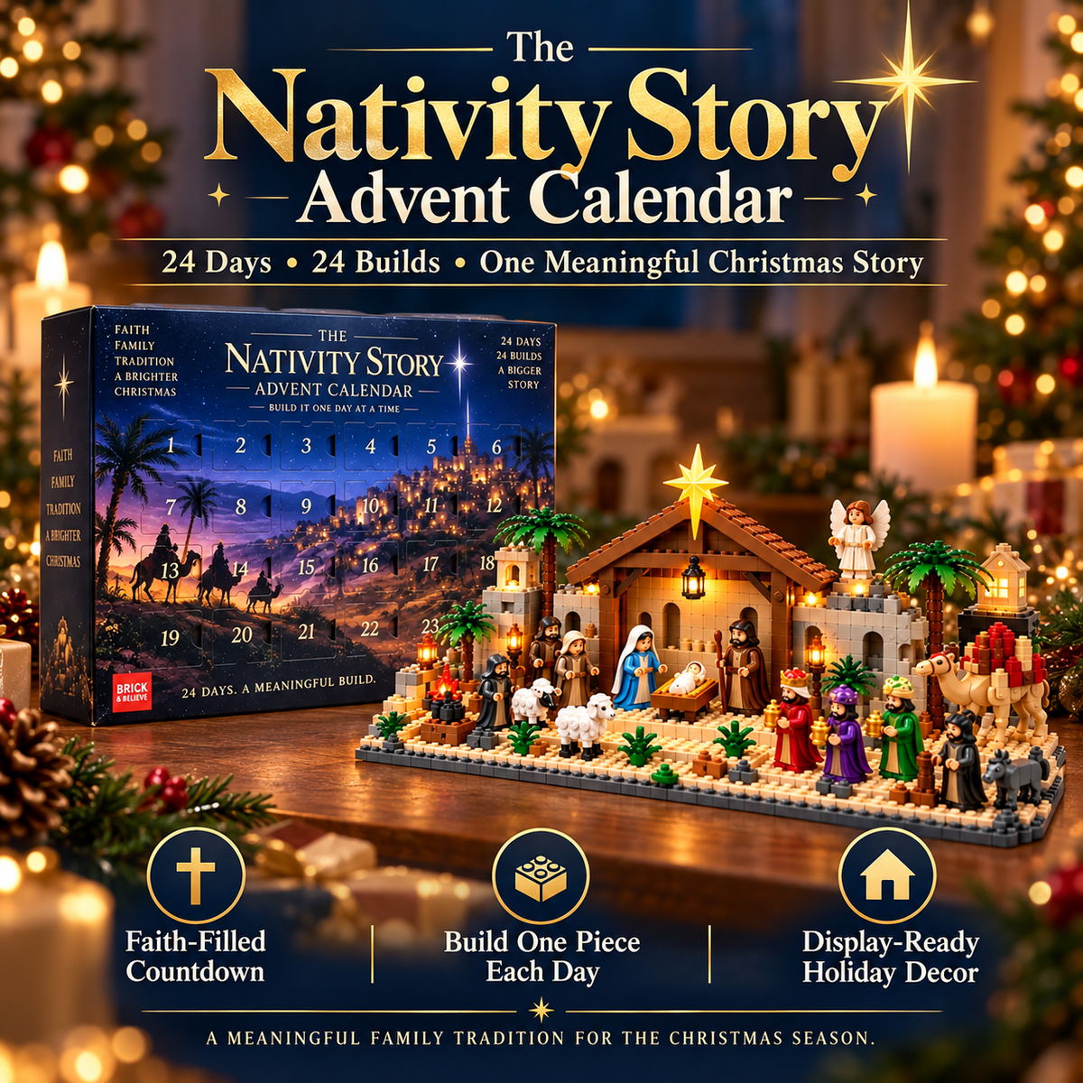 Nativity Building Advent Calendar | 24 Daily Builds to Create a Complete Christmas Scene