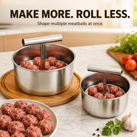 Stainless Steel Manual Meatball Maker 6 & 12 Hole Multi-Portion Press