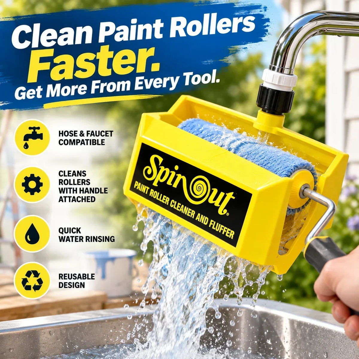 Paint Roller Cleaner with Hose &amp; Faucet Adapter