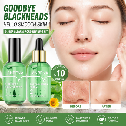Green Tea Blackhead Remover Kit 100 Pore Strips + Pore Care Serum
