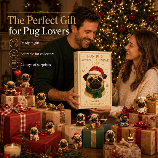 24-Day Pug Christmas Surprise Advent Calendar | 24 Unique Mini Pug Figures for Daily Holiday Reveals