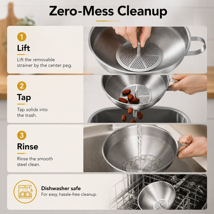 Heavy-Duty Stainless Steel Kitchen Funnel (Strainer Included)
