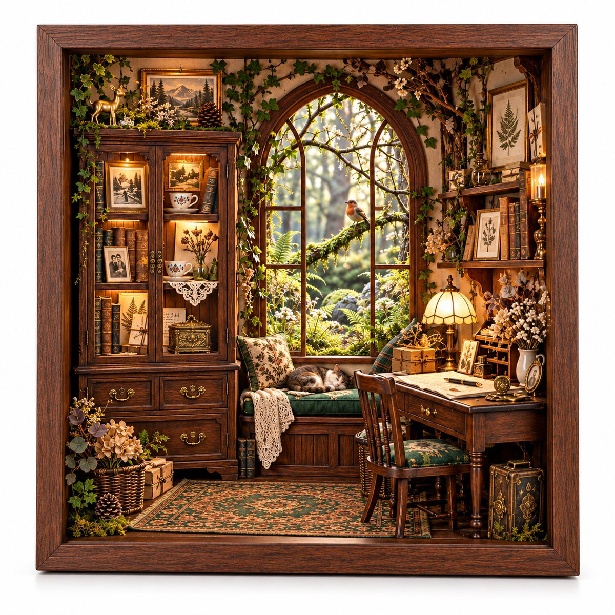 The Woodland Memory House 3D Handmade Heritage Shadow Box