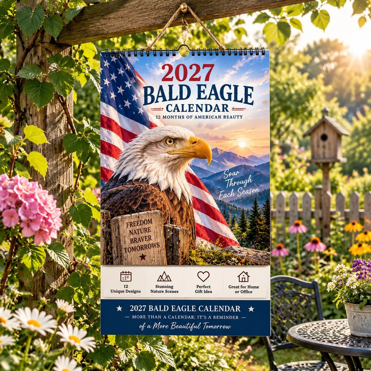 2027 Bald Eagle Wall Calendar 12 Months of Freedom & American Beauty