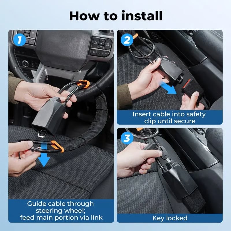 Steering Wheel Lock Seat Belt