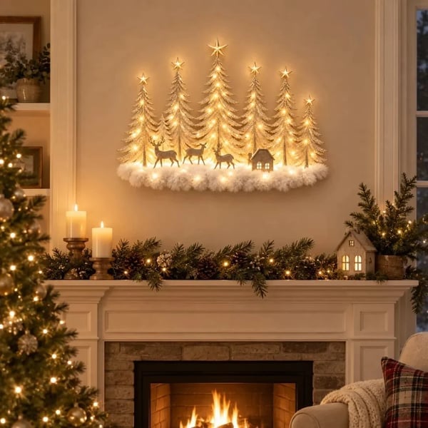 Step Into an Enchanted Winter Grove: Lighted Christmas Woodland Forest Wall Decor