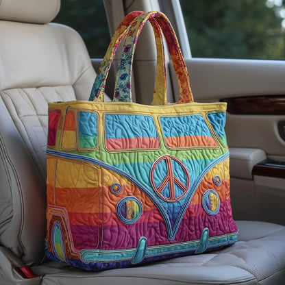 Retro Hippie Van Quilted Tote Boho Style Meets Everyday Function