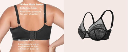 Floral Lace Plus Size Underwire Unlined Unpadded Minimizer Full Coverage Bra