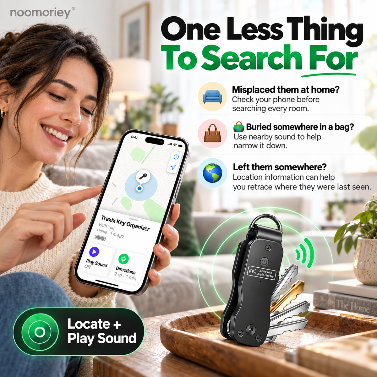 Smart Key Organizer with Find My Tracking & Sound Alert