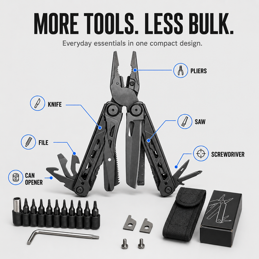 28-in-1 Stainless Steel Multi-Tool Pliers Foldable Pocket Tool for Camping, Hiking, Fishing & Everyday Repairs