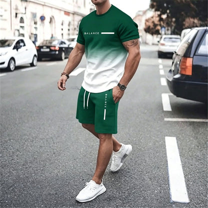 Best Gift For Father's Day Men's Gradient Fitness 2-Piece Set