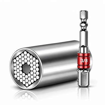 Universal Socket Tool 7 19mm Self-Adjusting Grip Socket with Drill Adapter