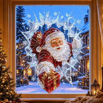 19.7'' Crystal Christmas Break-In Window Decal Shattered-Glass Holiday Window Decoration