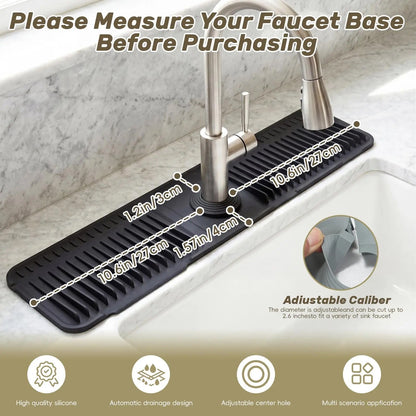 Silicone Faucet Splash Guard Mat - Sloped Drain Sink Water Catcher for Kitchen & Bathroom