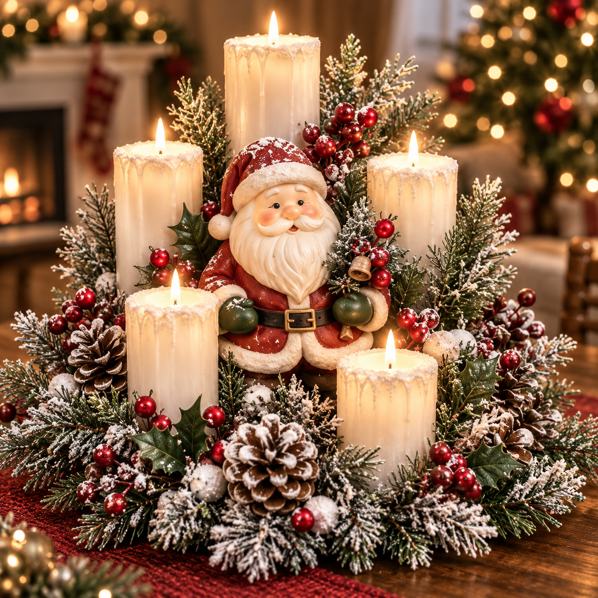 Christmas Reindeer Candle Centerpiece Peace, Joy & Love Holiday Table Decor