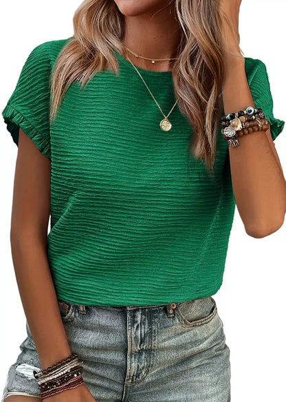 Women s Textured Ruffle Tee Casual Summer Top