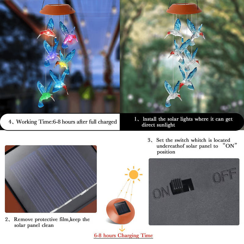 Solar Hummingbird Wind Chime