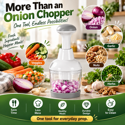Push & Chop Manual Food Chopper Quick Prep for Onions, Garlic, Veggies & More