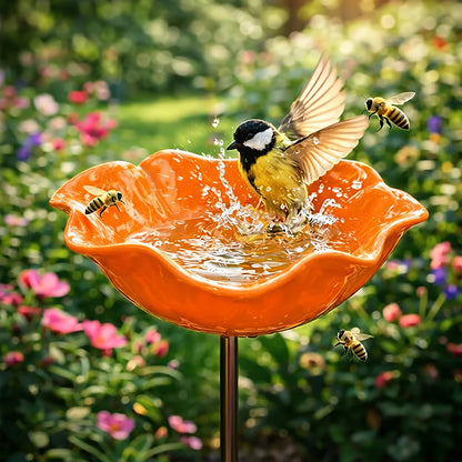 Metal Flower Bird Waterer
