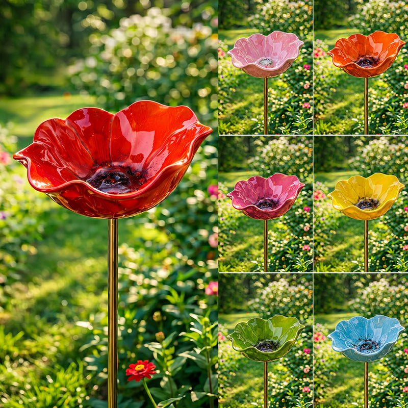 Metal Flower Bird Waterer