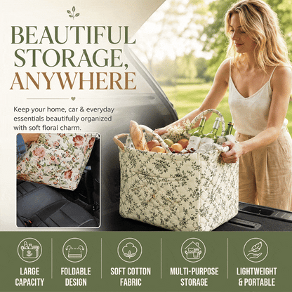 Floral Fabric Storage Basket