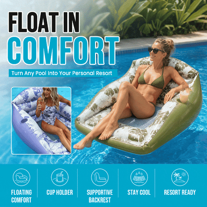 Leaf-Print Inflatable Lounge Float