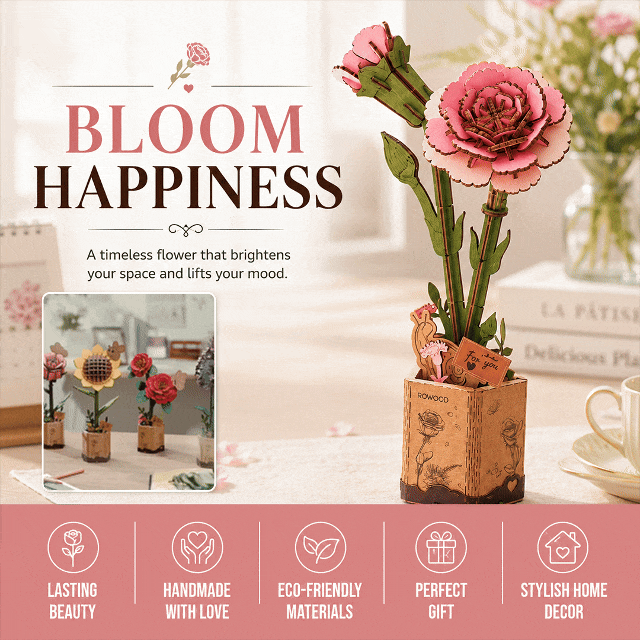 Wooden Flower Puzzle Set