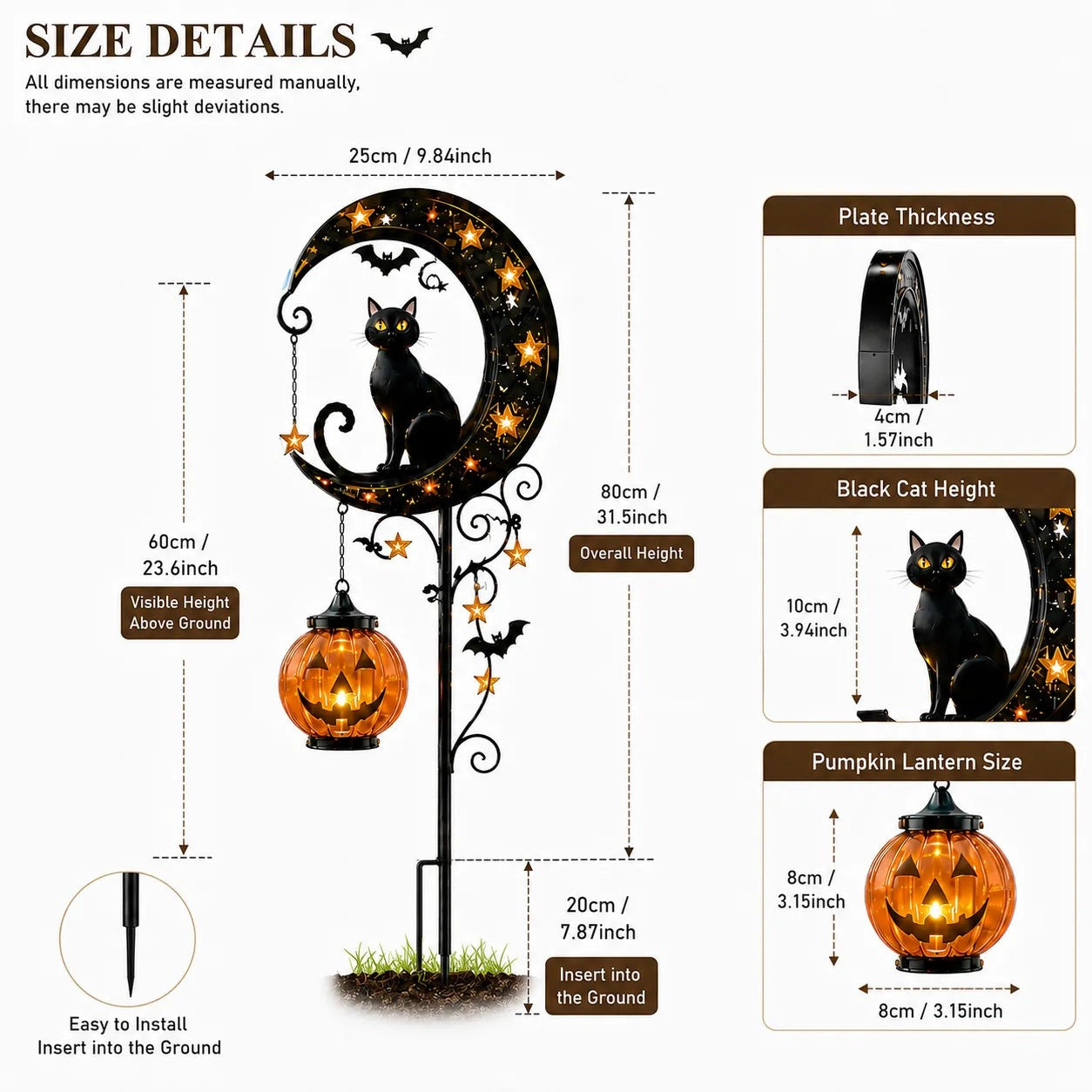 Solar Cat Pumpkin Stake