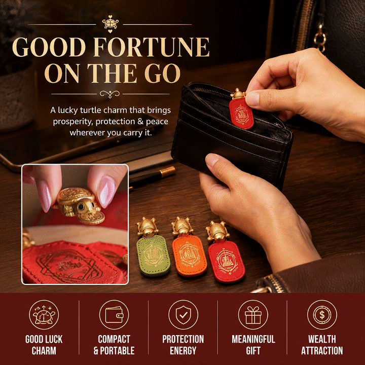 Gold Turtle Wallet Charm