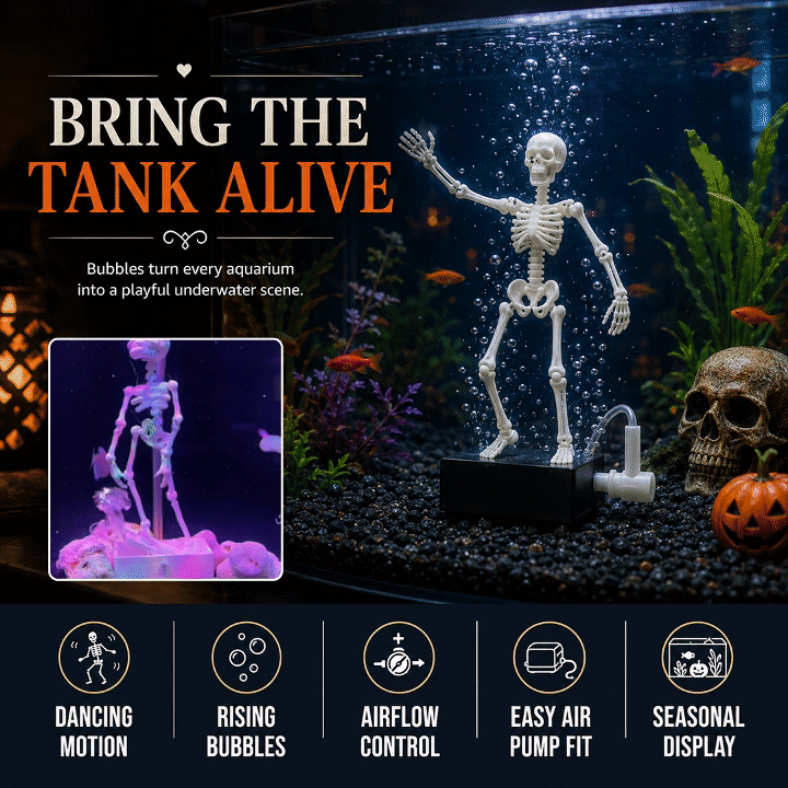 Dancing Skeleton Aquarium Ornament