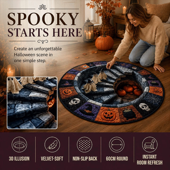 Haunted Stairway Halloween Rug