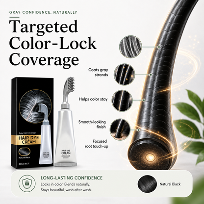 Plant Gentle Gray Hair Root Touch-Up Dye Cream with Easy Integrated Comb Applicator