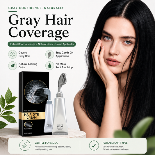 Plant Gentle Gray Hair Root Touch-Up Dye Cream with Easy Integrated Comb Applicator