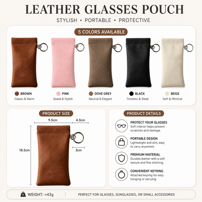 Elastic Opening PU Leather Sunglasses Pouch Soft Portable Anti Scratch Eyeglasses Storage Protective Bag