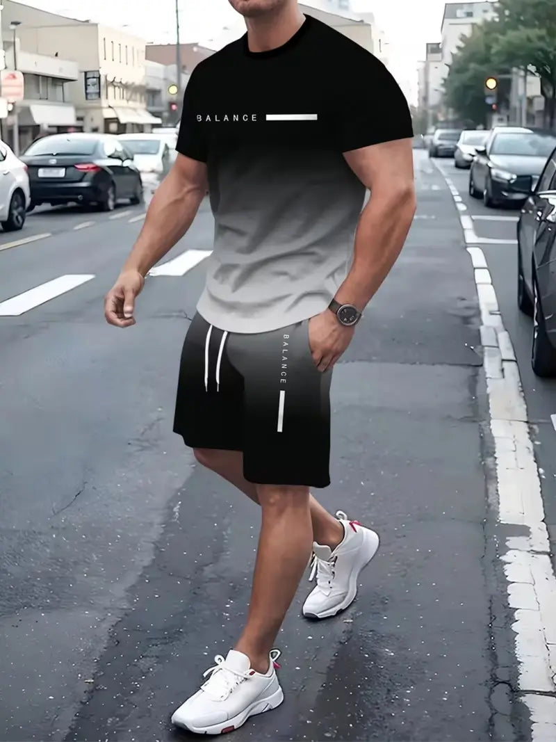 Best Gift For Father's Day Men's Gradient Fitness 2-Piece Set