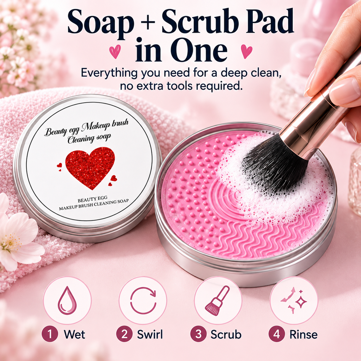 Makeup Brush Cleaning Soap with Silicone Scrub Pad | 100g