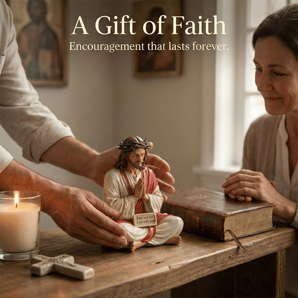 Peaceful Desk Companions Handcrafted Jesus & Virgin Mary Figurines