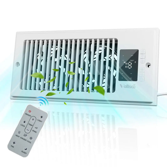 Smart Register Vent Fan with Heating & Cooling Modes, Quiet 18DB Floor Vent Booster Fan with Remote Control
