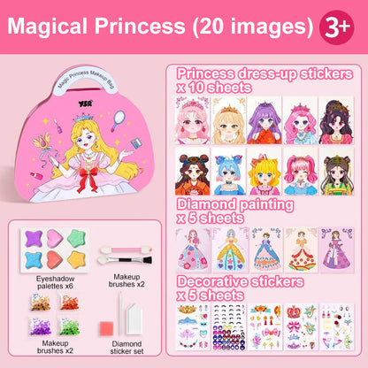 Special Diamond Painting & Princess Book Makeup Craft Kits Foil Art Books Set Play on Paper for Girl Handcraft Easter