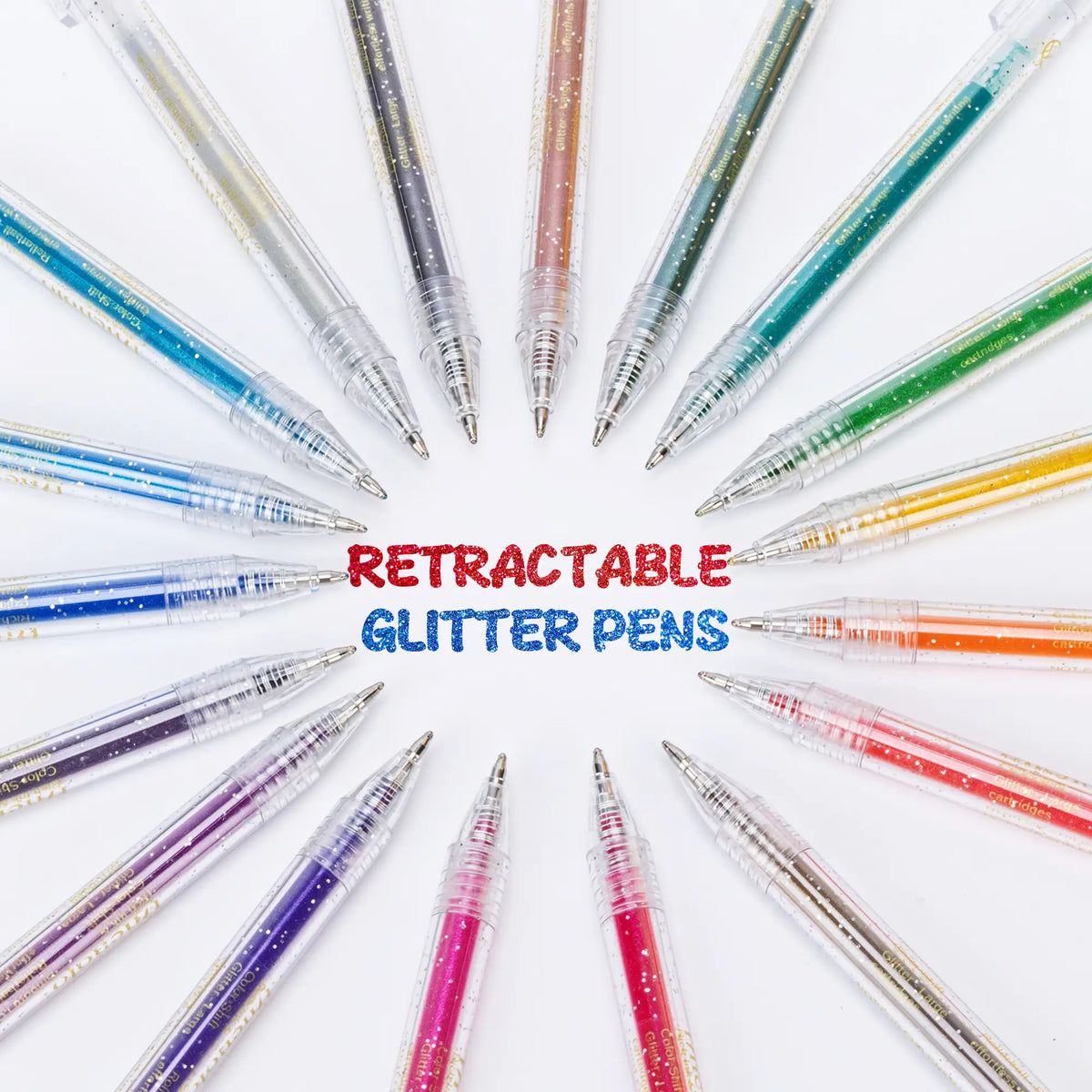 Selling Retractable Glitter Sparkle Gel Pens 1.0mm Fine Tip, Large Capacity Gel Pen Set for Art Journal & Hand Lettering