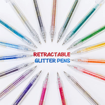 Selling Retractable Glitter Sparkle Gel Pens 1.0mm Fine Tip, Large Capacity Gel Pen Set for Art Journal & Hand Lettering