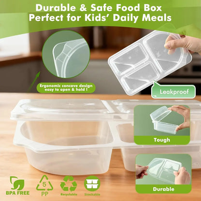 Dual Compartment Disposable Food Containers Leakproof Takeout Boxes with Sauce Compartments
