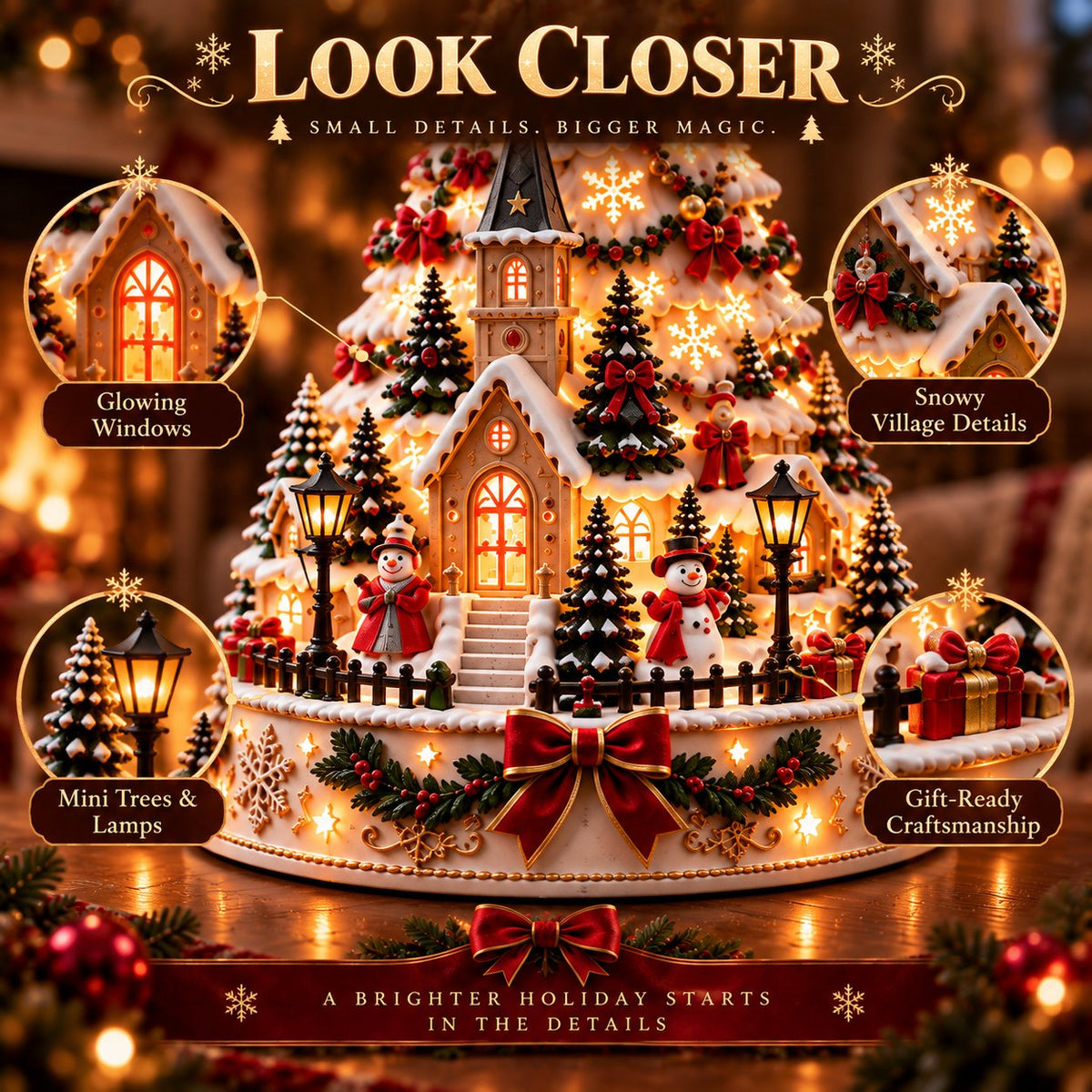 Christmas Village Projection Centerpiece 4 Themed Villages